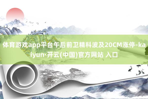 体育游戏app平台午后前卫精科波及20CM涨停-kaiyun·开云(中国)官方网站 入口