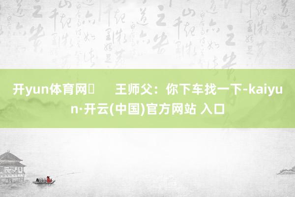 开yun体育网‍    王师父：你下车找一下-kaiyun·开云(中国)官方网站 入口