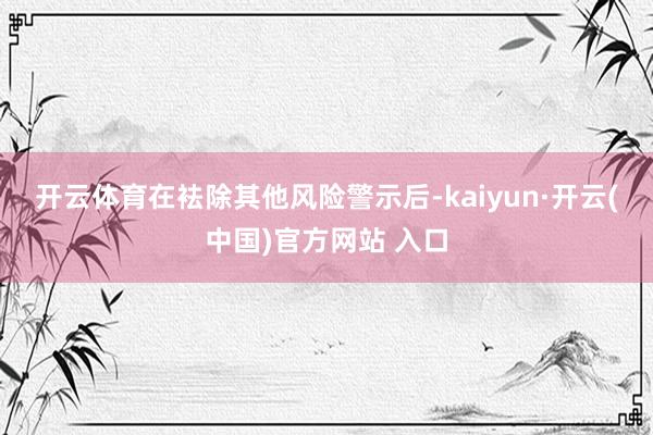 开云体育　　在袪除其他风险警示后-kaiyun·开云(中国)官方网站 入口